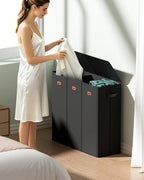 185L Laundry Hamper 3 Section with Lid & Removable Bags - Image 2