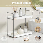 Forbena White Bathroom Organizer Countertop, Kitchen Counter Shelf Organizer for Coffee Bar Station, Makeup Vanity Organizers and Storage, Tiered Sink Tray for Perfurm Skincare (White and Grey) - Image 4