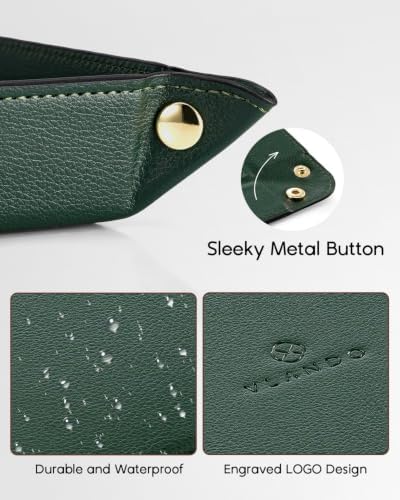 VLANDO Valet Tray, Foldable PU Leather Catchall Tray for Men, Dark Green - Image 4