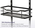 SWTYMIKI Over the Door Shower Caddy - 5 Tier Adjustable Shower Organizer Hanging with Soap Holder, No Drilling Stainless Steel Bathroom Rack Hanging for Body Wash, Shampoo, Soap, Razor, Black - Image 5