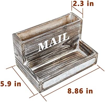 OKSQW Farmhouse Wood Desktop Desk Mail Organizer with 2-Slot Desktop Mail Sorter Holder File Organizer Bill Paper Folder Office Desk Accessories Rustic Office Supplies Home Decor - Image 2