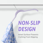 Sishynio Velvet Hangers 30 Pack, Non-Slip Slim Felt Clothes Hangers Purple | Space-Saving Closet Organization; Flocked Surface; 360° Swivel Hooks; For Shirts, Coats, Dresses, Blouses - Image 5