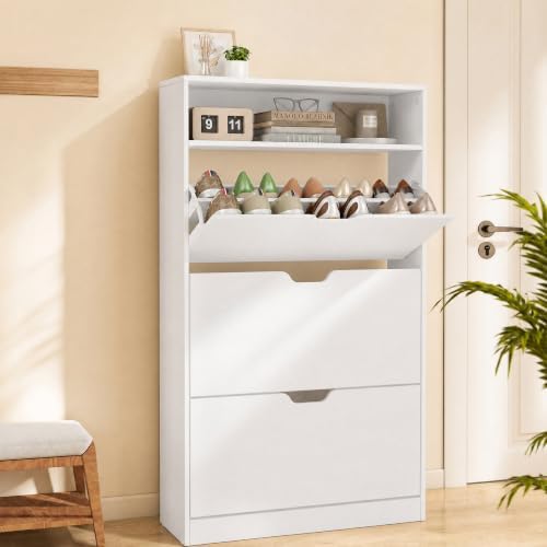 VASAGLE Shoe Cabinet with 3 Flip Drawers, Holds up to 24 Pairs of Shoes by VASAGLEbySONGMICSHOME