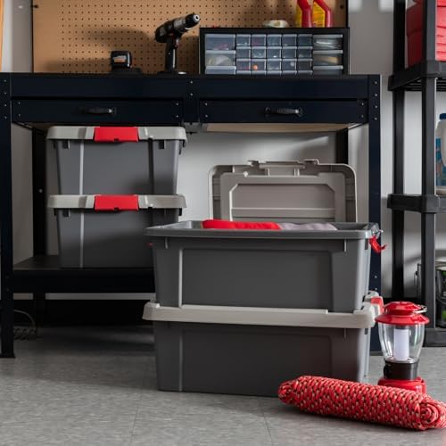 IRIS USA 4-Pack 12 Gal Heavy Duty Lockable Storage Totes with lids, Gray - Image 2