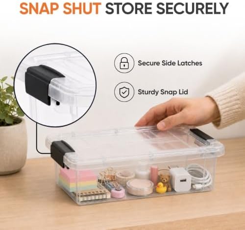 Superio 2.3 Quart Clear Plastic Storage Containers with Lids, Stackable Organizer Bins, BPA-Free Storage Boxes for Home, Office, Dorm & Classroom, 6 Pack - Image 6