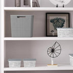 Curver Set of 4 Large Cube 17L Jute Decorative Plastic Organization and Storage Baskets - Perfect Bins for Home Office, Closet Shelves, Kitchen Pantry and All Bedroom Essentials, Grey - Image 3