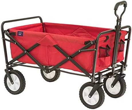 Mac Sports Heavy Duty Steel Frame Collapsible Folding 150 Pound Capacity Outdoor Camping Garden Utility Wagon Yard Cart, Red by MY+FAST-PITCH+SOFTBALL+SHOP