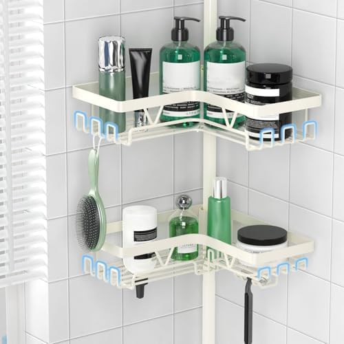 DAOYA Corner Shower Caddy Tension Pole - Adjustable Shower Caddy Off-white - Image 3