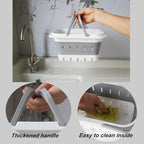 Portable Folding Plastic Bath Caddy with Handle, Perforated, Travel Bathroom Organizer for Bedroom, Bathroom, Shower, Dorm Room, Camping and RV Use (Grey, 1 pack) - Image 3
