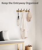 Optish Coat Rack Wall Mount, 16.5 Inches Wood Coat Hooks Wall Mount, Wall Coat Rack with 5 Hooks, Hat Rack Wall Hooks for Hanging Coat, Bag, Towel (2Pack, Natural) - Image 4
