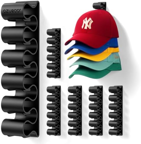 Ozueccr Baseball Hat Rack for Wall, 6 Pack, Holds 35 Caps by Ozueccr
