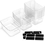 12 PACK Multi-Use Clear Plastic Storage Bins for Organizing w/ Labels - Home, Kitchen, Pantry, Bathroom, Office, Cabinet Shelf Organizer Bins - SOHO Collection, RV, Fridge Organization Containers -XL - Image 2