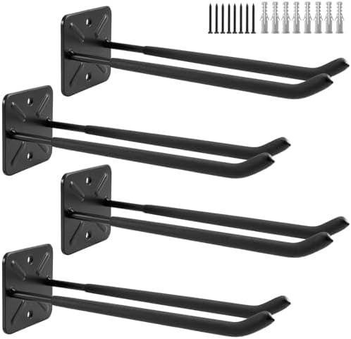 Sinoer 4 Pack Metal Wall Mount Garage Double Storage Hooks by Sinoer