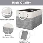 Fab totes Storage Bins 4-Pack, Foldable Storage Baskets for Organizing Toys, Books, Shelves, Closet, Large Storage Box with Rope Handles, Sturdy Organizer Bins, White & Grey - Image 3
