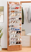 Whitmor 36 Pair Over the Door Shoe Rack,12 Tier Hanging Shoe Organizer with Metal Frame & Mesh Shelves, Heavy Duty Shoe Storage Holder for Door,No Drill Installation, 74"H x 21.7"W x 7.5"D, Matt White by Whitmor