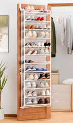 Whitmor 36 Pair Over the Door Shoe Rack,12 Tier Hanging Shoe Organizer with Metal Frame & Mesh Shelves, Heavy Duty Shoe Storage Holder for Door,No Drill Installation, 74"H x 21.7"W x 7.5"D, Matt White by Whitmor