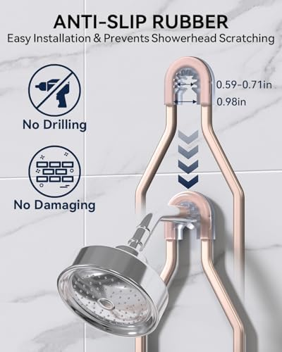 YASONIC Never Rust Shower Caddy Hanging, Aluminum Shower Racks for Inside Shower, 2-Tier Shower Organizer Hanging Over Shower Head with Hooks and Soap Holder, Rose Gold - Image 6