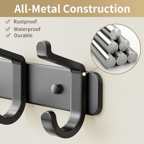 Coat Rack Wall Mount Heavy Duty, Wall Coat Hanger with Hooks, Black 2 Pack - Image 2