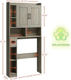 Vabches Farmhouse Over The Toilet Storage Cabinet with Barn Door, Gray Oak - Image 2