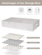 StorageWorks 7 Inch Low Profile Under Bed Storage Containers with Clear Lid | Reinforced Structure, Resists Sagging, Handles & Label Holder, Foldable Stackable Closet Storage for Clothes, Blankets, Toys - Image 6