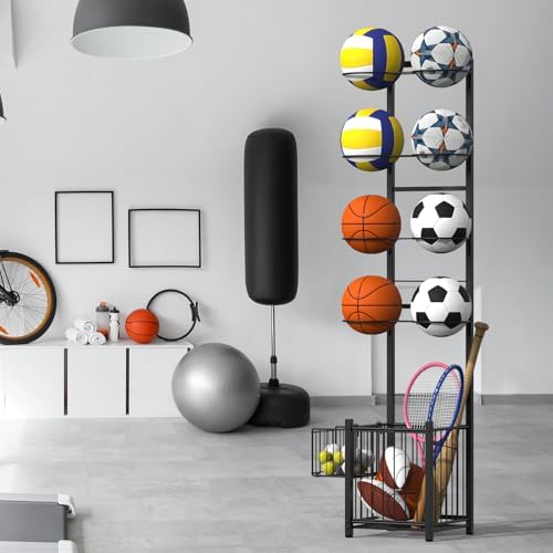 CADUKE Basketball Ball Storage Rack with 2 Baskets, Indoor/Outdoor - Image 6