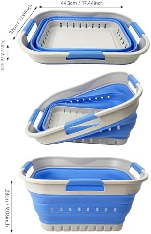 SAMMART Collapsible Plastic Rectangular Laundry Basket - Foldable Pop Up Storage Container/Organizer - Portable Laundry Hamper - Space Saving (Grey/Little Boy Blue, 19L) - Image 6