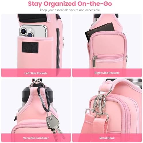icolor Magnetic Gym Bag Water Bottle Carrier Holder with Phone Pockets & Shoulder Strap,Gym Magnetic Bag 5 Built-in Magnets Gym Accessories Organizer Sling Bottle Bag Pouch Sleeve - Image 4