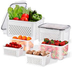3pcs 4 in 1 Fruit Storage Containers for Fridge with Removable Colanders by Asnews