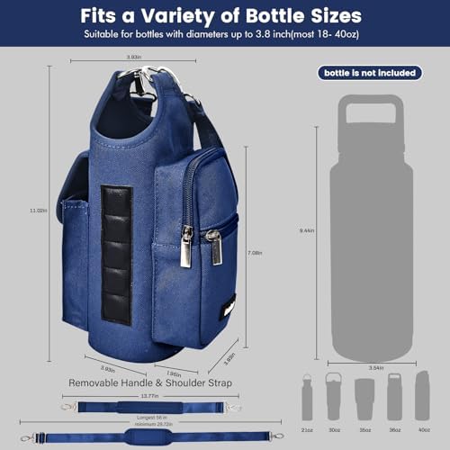 icolor Magnetic Gym Bag Water Bottle Carrier Holder with Phone Pockets & Shoulder Strap,Gym Magnetic Bag 5 Built-in Magnets Gym Accessories Organizer Sling Bottle Bag Pouch Sleeve - Image 3