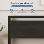 Sweetcrispy 14 Inch Full Metal Bed Frame with Wood Headboard, Black - Image 3