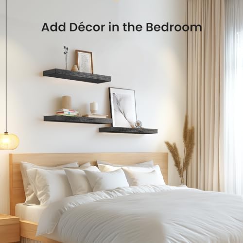 Amada 15.7" Floating Shelves for Wall Decor & Storage, Set of 3, Black - Image 5