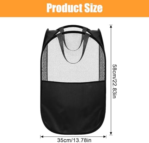9Pcs Mesh Hamper Pop up Hampers for Laundry Foldable Laundry Basket with Sturdy Handles (Black/White/Blue) Dirty Clothes Baskets for Bedroom College Dorm Travel Storage - Image 2