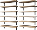 WOPITUES Wood Floating Shelves Set of 6, Shelves for Wall Decor, Farmhouse Shelf for Bedroom, Bathroom Storage Shelves, Book Shelves for Living Room - Rustic Brown (Pack of 2) by WOPITUESOfficial