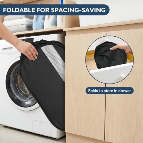 100L Collapsible Laundry Baskets, Foldable Dual Handle Laundry Hamper Black - Image 5
