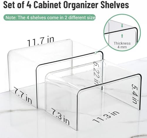 Bobomoment Clear Cabinet Organizer, Stackable Shelf Organizer Set of 4 - Image 2