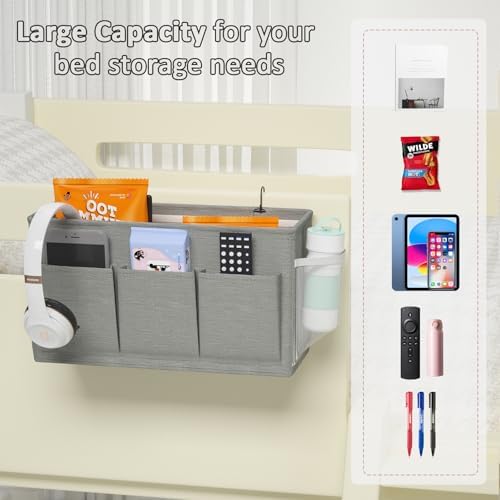 Bedside Caddy Storage Organizer for Bed Rails, Bed Caddy with 6 Pockets - Image 5