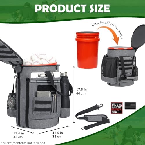 Baseball Bucket Bag, Softball Coaches Bags Fit 6 Gallon Buket - Image 2
