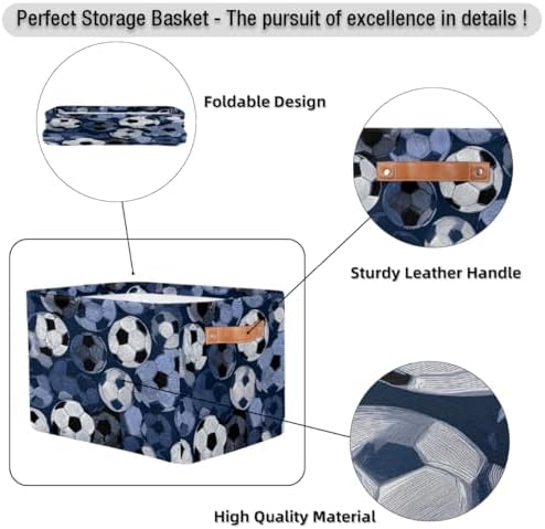 Soccer Sport Storage Basket Toy Storage Bins Collapsible Cube Organizer - Image 6