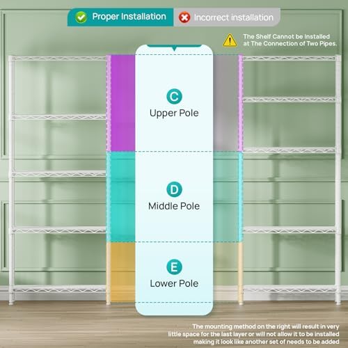 SINGAYE 5 Metal Shelves Wire Shelving Storage Shelf Adjustable Unit Pantry - Image 4