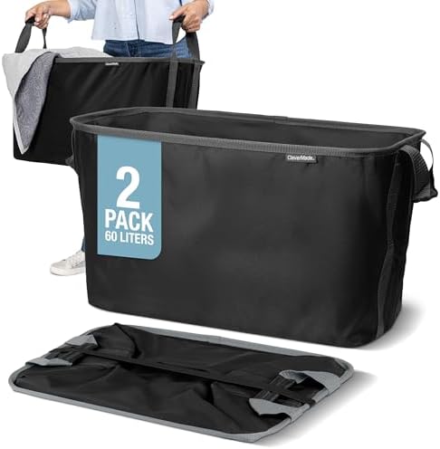 Collapsible Laundry Basket - Midnight Black/Shadow Gray (2PK) by CleverMade