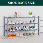 Smiry Bamboo Shoe Rack, 16 Vertical Slats, 3 Tier - 33.7" Wide, Grey - Image 2