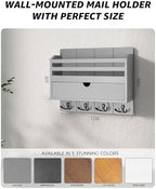 Rebee Vision Mail Organizer Wall Mount with 7 Key Hooks for Entryway, Gray - Image 5