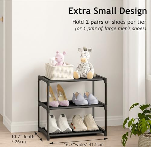 Autonomier 3 Tier Extra Small Shoe Rack (16.3" Wide), Ultra-Lightweight - Image 4