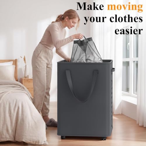 Optish 140L Extra Large Laundry Basket with Wheels and Removable Bag - Image 4