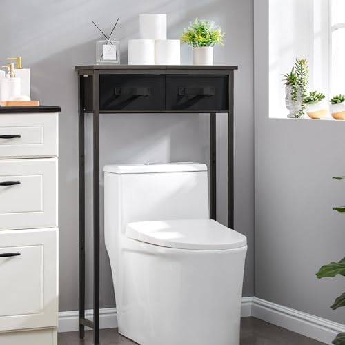 MOHOPE 2-Tier Over The Toilet Storage with 2 Fabric Drawers, Freestanding Above The Toilet Storage Cabinet, Space Saver Metal Over Toilet Bathroom Organizer Shelf for Small Space, Black - Image 2