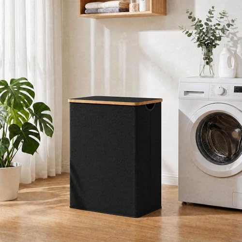 efluky Double Laundry Hamper with Lid and 2 Removable Bags, Black - Image 6