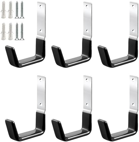 GeeWatom Heavy Duty Steel Garage Hooks,Garage Storage Utility Hooks,Anti-Slip Hanger, Tool Organizer,Steel Wall Mount Organizer, Garden Hose Hanger (Small-6PC) by GeeWatom