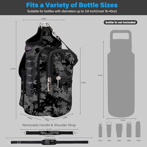 icolor Magnetic Gym Bag Water Bottle Carrier Holder with Phone Pockets & Shoulder Strap,Gym Magnetic Bag 5 Built-in Magnets Gym Accessories Organizer Sling Bottle Bag Pouch Sleeve - Image 3
