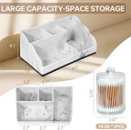 TuCao Marble Bathroom Countertop Organizer, Toothbrush Holders for Bathroom with 2PCS Qtip Holder Dispenser and Toothpaste Holder Drainage for Bathroom Accessories Organization Counter Vanity Storage - Image 6
