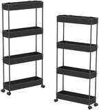 SPACELEAD 2-piece Set Slim Storage Cart 3 Tier,Bathroom Organizer Rolling Utility,Mobile Shelving Unit Slide Out for Office, Kitchen, Laundry Room & Narrow Places by Home